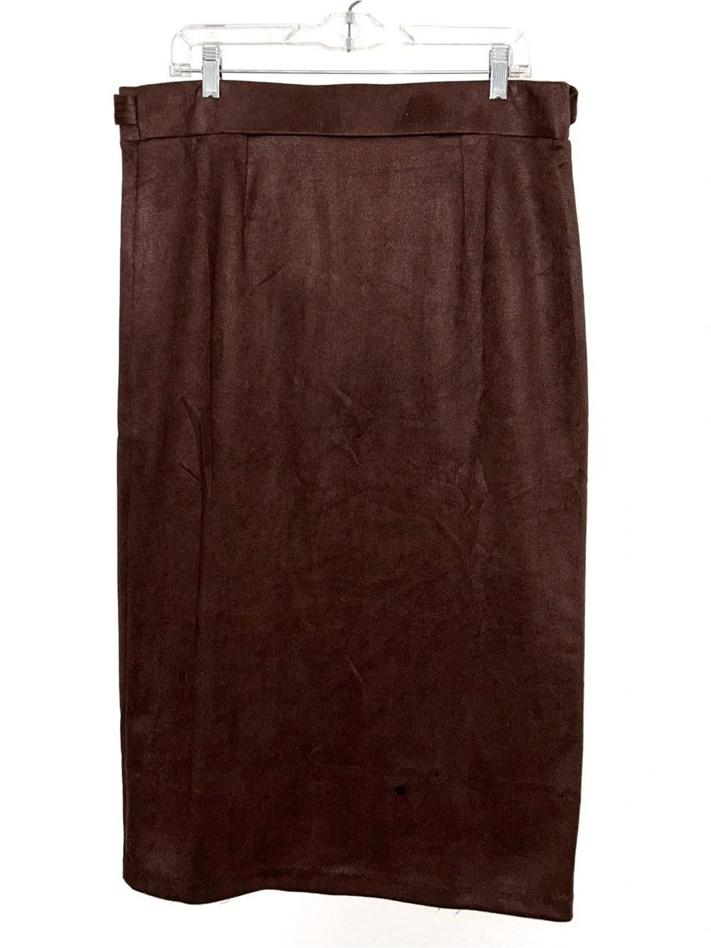 Women’s Dark Brown Faux Suede Skirt with Belt
